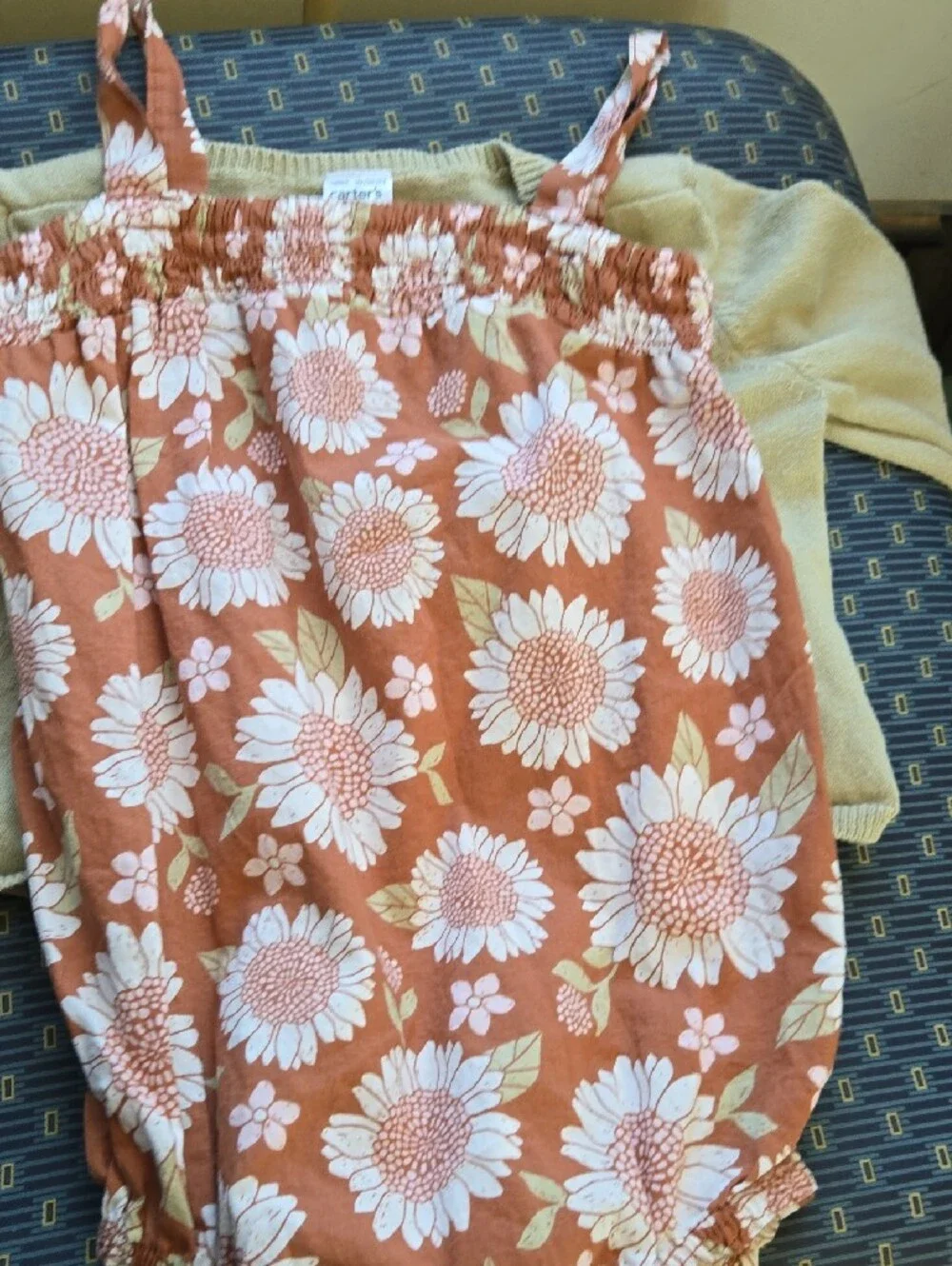 Carter's Pink Floral Romper with Cream Cardigan